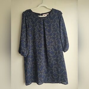 Elegant Navy Blue Patterned Dress